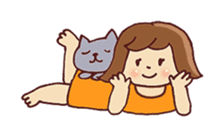 Girl and cat sticker #909481