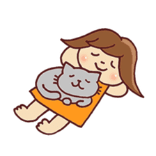 Girl and cat sticker #909500