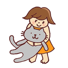 Girl and cat sticker #909510