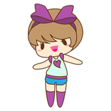 Saki, Cute girl with purple ribbon sticker #915239