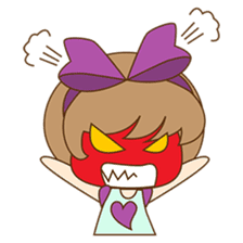 Saki, Cute girl with purple ribbon sticker #915240
