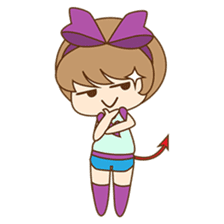 Saki, Cute girl with purple ribbon sticker #915241
