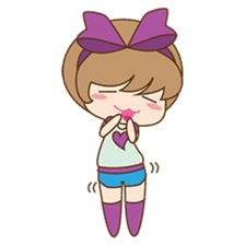 Saki, Cute girl with purple ribbon sticker #915243