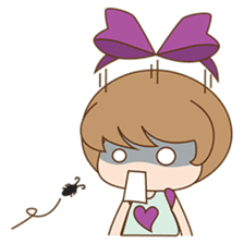 Saki, Cute girl with purple ribbon sticker #915246