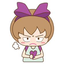 Saki, Cute girl with purple ribbon sticker #915247