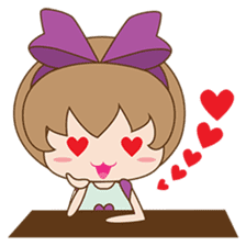 Saki, Cute girl with purple ribbon sticker #915260