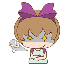 Saki, Cute girl with purple ribbon sticker #915261