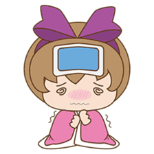 Saki, Cute girl with purple ribbon sticker #915266