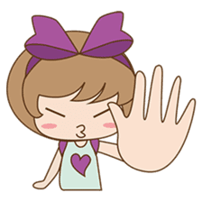 Saki, Cute girl with purple ribbon sticker #915272