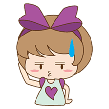 Saki, Cute girl with purple ribbon sticker #915277