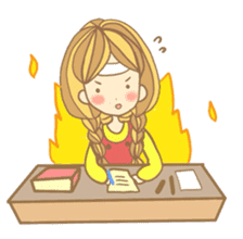 Nuja Pigtail hair Girl sticker #918739