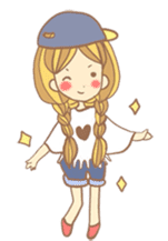 Nuja Pigtail hair Girl sticker #918754