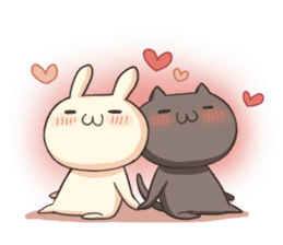 Shiro the rabbit & kuro the cat sticker #934800