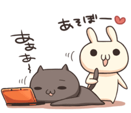 Shiro the rabbit & kuro the cat by kuro sticker #934814