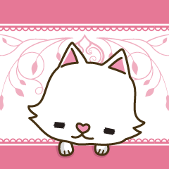 White cat sticker -English-