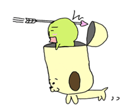 Dog in need alien is settled in head sticker #949495