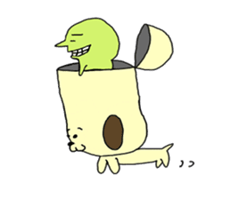 Dog in need alien is settled in head sticker #949496