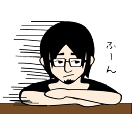 Black hair beard glasses slender boy sticker #965529