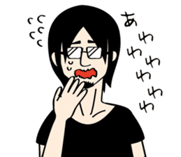 Black hair beard glasses slender boy sticker #965530