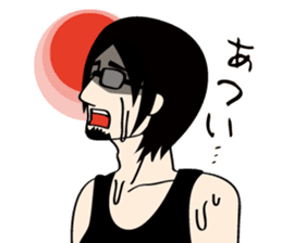 Black hair beard glasses slender boy sticker #965539