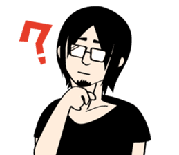 Black hair beard glasses slender boy sticker #965550