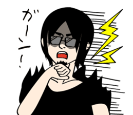 Black hair beard glasses slender boy sticker #965556