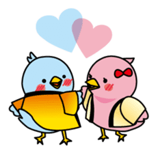 Blue bird Happii and Pink-chan sticker #967323