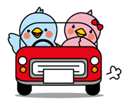 Blue bird Happii and Pink-chan sticker #967324