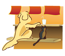 Golden dog and Black cat sticker #985663