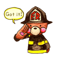 firefighter(bear)English version sticker #991892