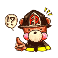 firefighter(bear)English version sticker #991898