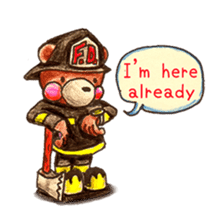 firefighter(bear)English version sticker #991901