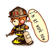 firefighter(bear)English version sticker #991905