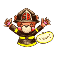 firefighter(bear)English version sticker #991908