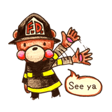 firefighter(bear)English version sticker #991926