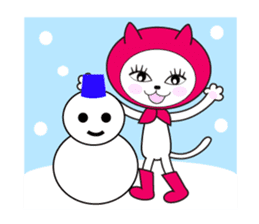 Cat of pink hood 2 sticker #1002874
