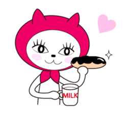 Cat of pink hood 2 sticker #1002880