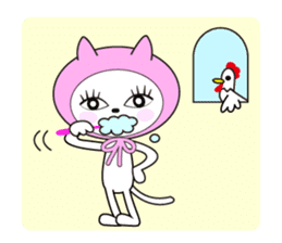 Cat of pink hood 2 sticker #1002882