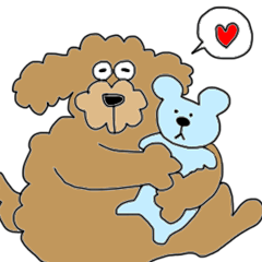 Funny poodle like a human.