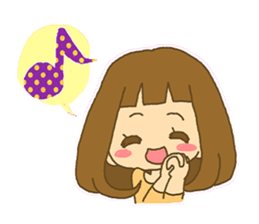 The Girl wears her hair in bangs. sticker #1006579