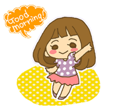 The Girl wears her hair in bangs. sticker #1006591
