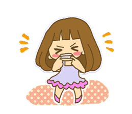 The Girl wears her hair in bangs. sticker #1006593