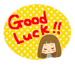 The Girl wears her hair in bangs. sticker #1006600