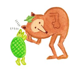 Tane the raccoon dog and fox. sticker #1009860