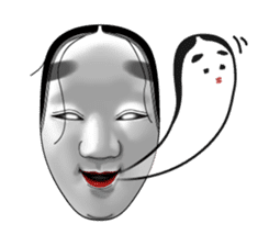 A Noh mask days Koomote and Hannya sticker #1011211