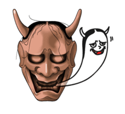 A Noh mask days Koomote and Hannya sticker #1011227