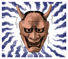 A Noh mask days Koomote and Hannya sticker #1011236