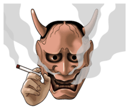 A Noh mask days Koomote and Hannya sticker #1011237