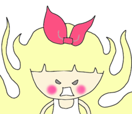 red ribbon girl sticker #1025139
