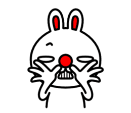 Red nose and one eyebrow rabbit 2 sticker #1025252